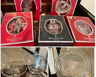 Waterford Ornaments & Pretty Glass Serving Pieces