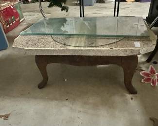 Vintage Iron Stove Base w/Granite Piece on Top