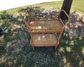 Bamboo Rattan cir 1967 Serving Cart. $300.00