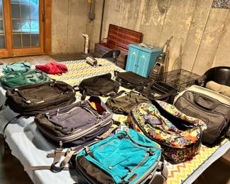Many almost new suitcase backpacks, great for sleepovers or light travel