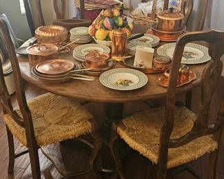 Villeroy and Boch china...more pieces than shown.  Copperware