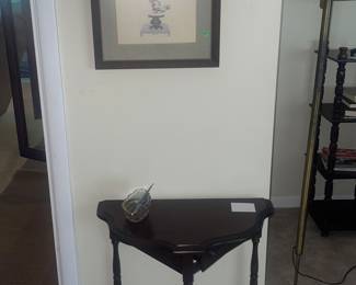Framed art   End table    With hidden ashtray compartment 