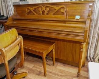 Upright piano with stool