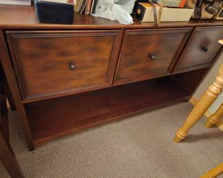 Dark wood filing credenza, matches desk