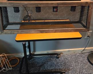 Small rolling side table, pool table / bar hanging light