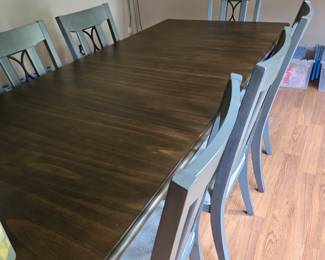 Dining table & 8 chairs - dark top, grey base