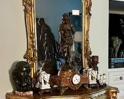 Louis XV & XVI Furniture & Signed Bronze Mantel Clock