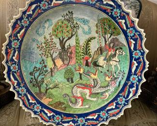 Vintage Turkish Kutahya Ottoman Scene Polychrome Hand Painted Ceramic Wall Plate
Price: $80