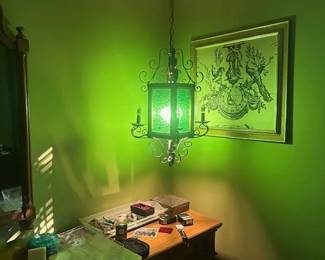 MID CENTURY GREEN LIGHTING FIXTURE