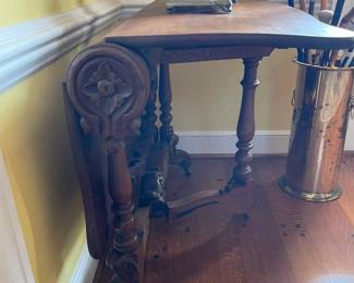 Antique walnut game or tea table, beautiful carved details