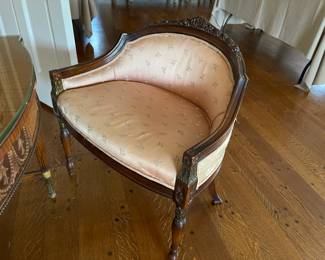 Silk brocade upholstered dressing table chair