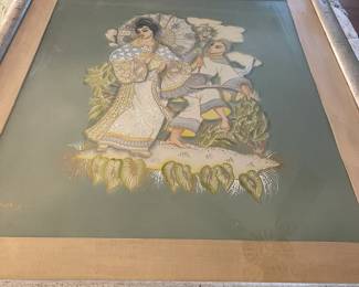 A second oriental art piece in the upstairs blue bedroom