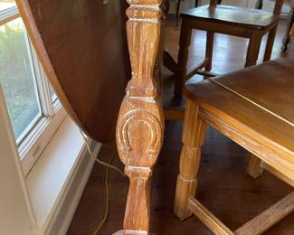Vintage A. Brandt Co. Ranch Oak side leg detail of the dining table