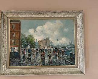Original oil on canvas, we have two different street scenes from Vienna and they are upstairs