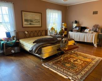 Looking into the Mid-Century Modern upstairs bedroom
