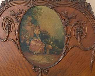 A close look at the painted panels of the beds