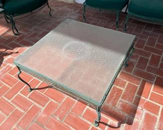 Vintage square coffee table with glass top