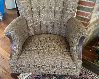 Channel back upholstered arm chair
