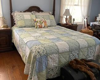 Another look at the bed, vintage trunk and more vintage fox fur collars