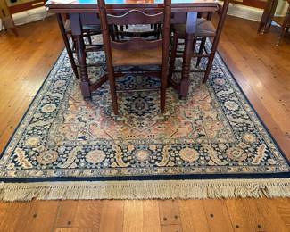 Karastan 100% wool rug "Blue Heriz" 5.9 x 9' this rug is in the dining kitchen
