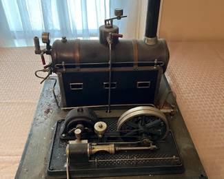 Marklin Stationary steam engine. This is upstairs on the same table as the train.