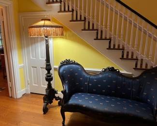 This beautiful floor lamp was moved into the entry way.