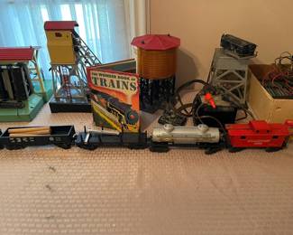 The Lionel train set and buildings