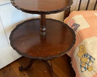 Antique mahogany two tier accent table