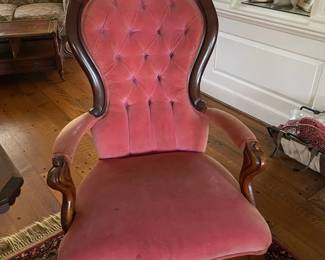 Victorian Mrs. arm chair with velvet upholstery