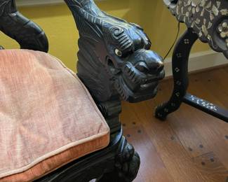 Fabulous carving on the arms of the chair