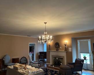 Chandelier upstairs in the master bedroom