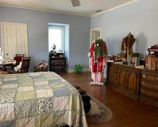 Looking across the blue bedroom