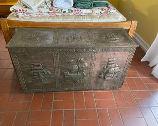 Vintage English brass trunk