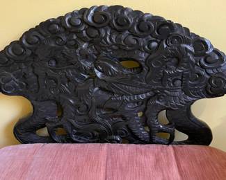 A close look at the carving of the love seat