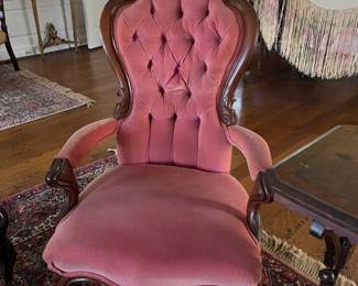 Victorian Mr. arm chair with velvet upholstery