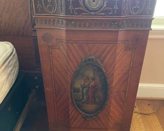 One of two side table/commode, fruit wood and matches the beds and dressing table
