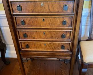 Brandt Furniture Co. wooden silverware , storage chest with 4 drawers. 23" x 16" x 41"