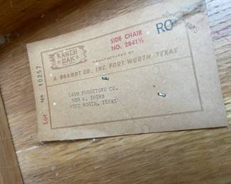 Vintage Ranch Oak label for side chair