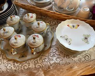 Limoges, Pots de Creme, Limoges butterfly plates