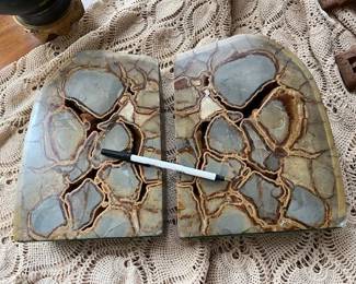 Large Septarian Nodule Sliced and polished Book Ends.