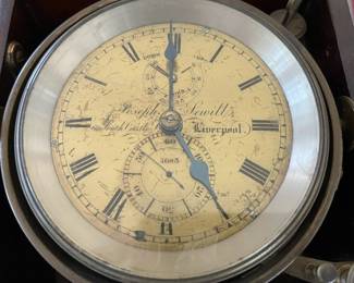 A close look at the face of the Marine Chronometer