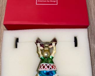 Lenox weight lifting moose ornament