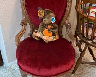 Tufted red velvet Victorian chair