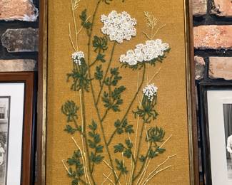 Vtg. Floral stitchery