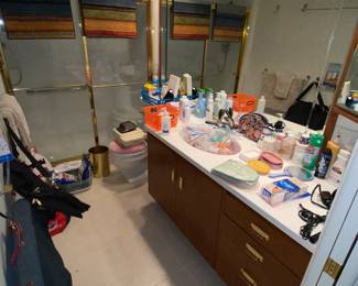 Assorted bathroom supplies