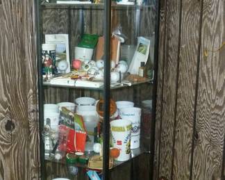 collectible items and display case