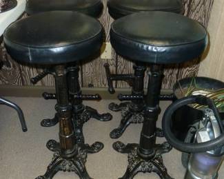 4 bar stools heavy iron base