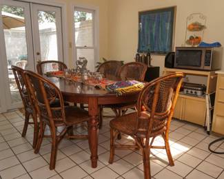 Bent bamboo dining table and chairs