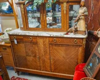 Antique marble and wood buffet