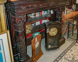 Carved fireplace mantle shelf